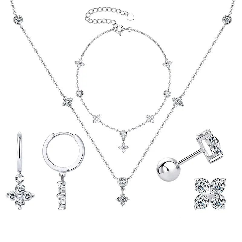 The Clover Brilliance Suite | D-Color Moissanite & S925 Silver