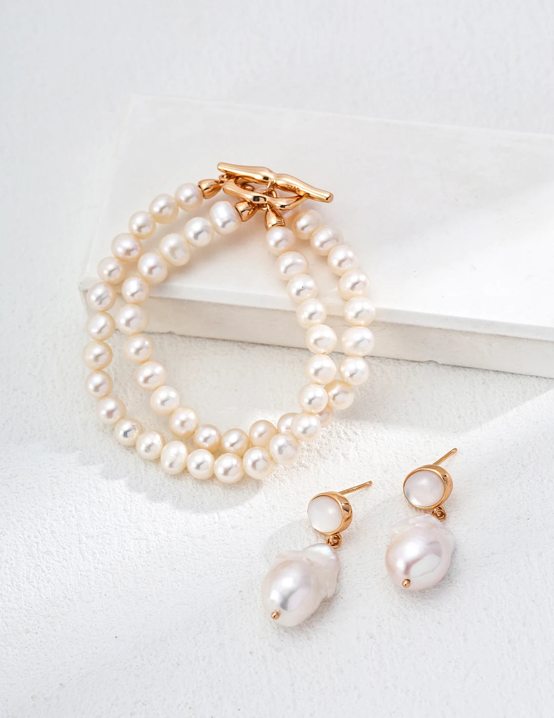 The Celeste Pearl Drop Studs | Natural Baroque Freshwater Pearls