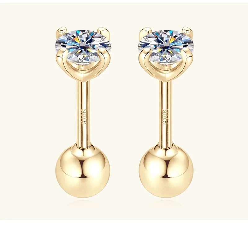 The Essential Brilliance Studs | 10k Solid Yellow Gold & D-Color Moissanite