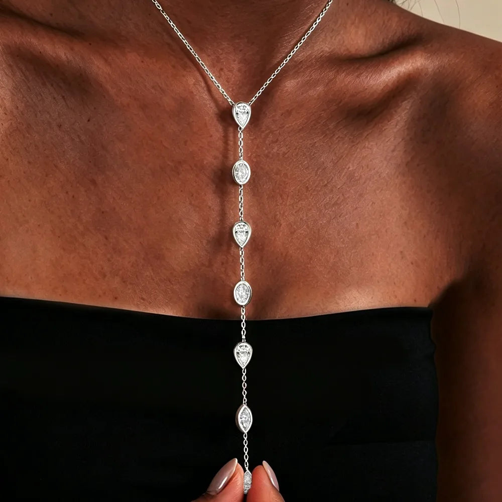 The Celestial Drop Moissanite Lariat | D-Color Moissanite & S925 Silver