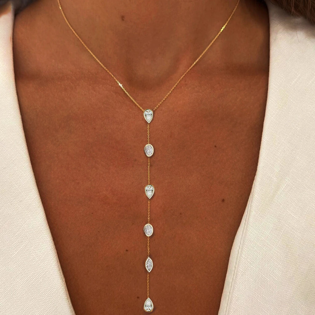 The Celestial Drop Moissanite Lariat | D-Color Moissanite & S925 Silver