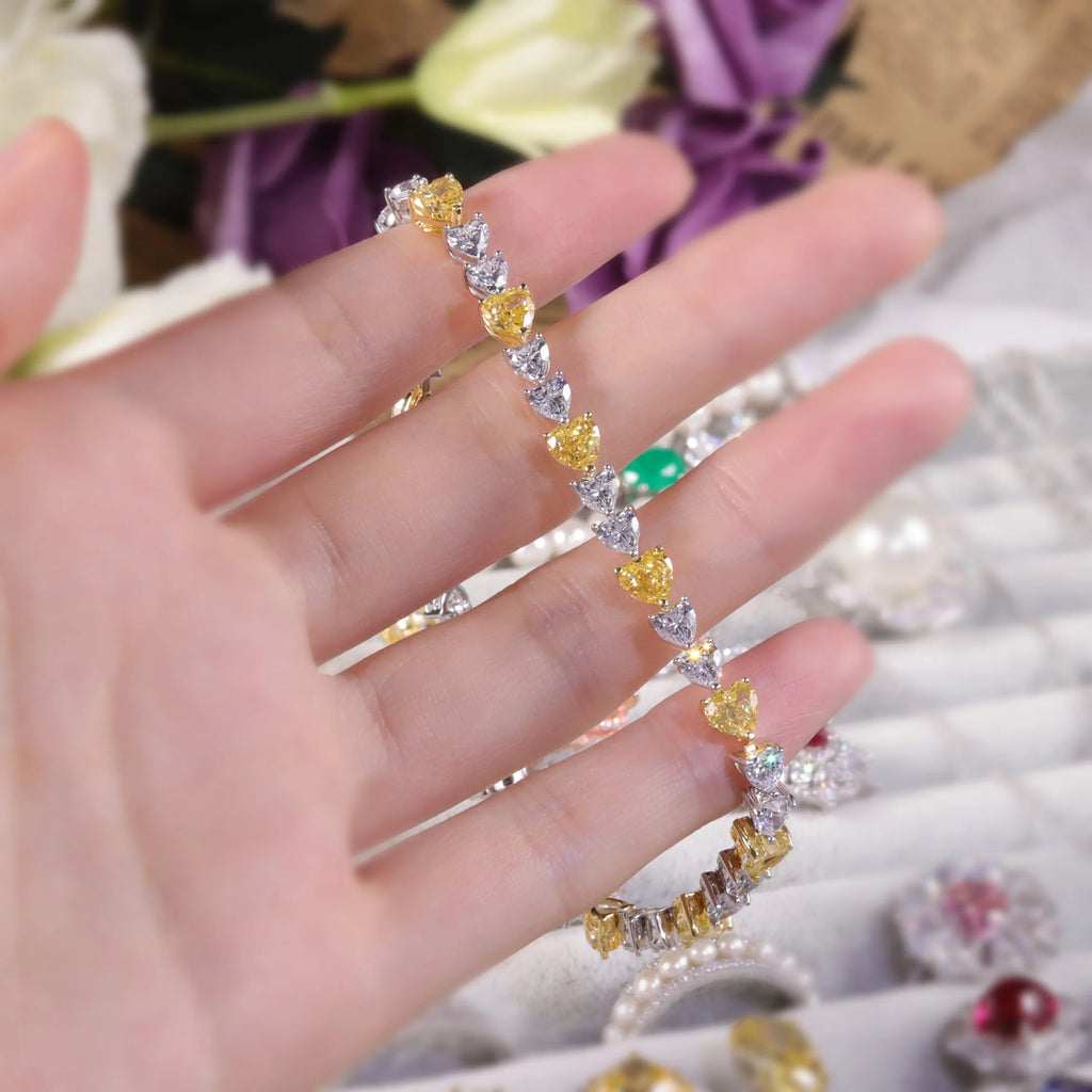 The Canary Heart Eternal Bracelet | Icy White & Yellow Diamond-Fire CZ