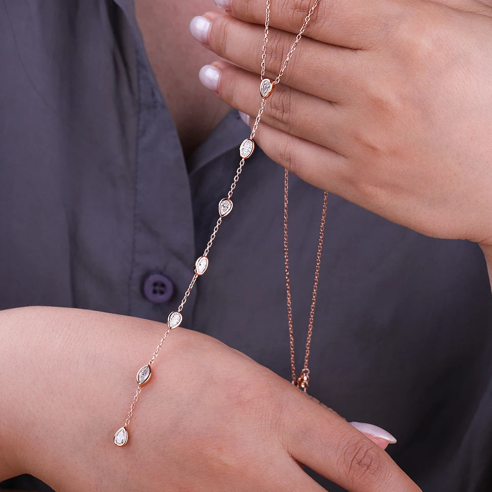 The Celestial Drop Moissanite Lariat | D-Color Moissanite & S925 Silver