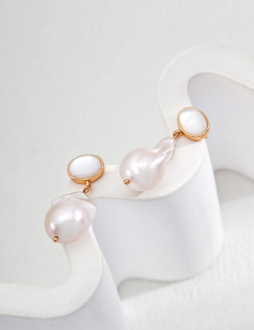 The Celeste Pearl Drop Studs | Natural Baroque Freshwater Pearls