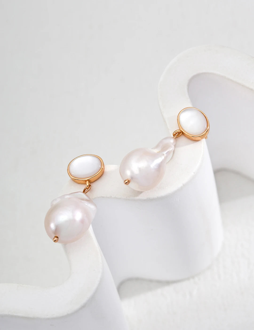 The Celeste Pearl Drop Studs | Natural Baroque Freshwater Pearls