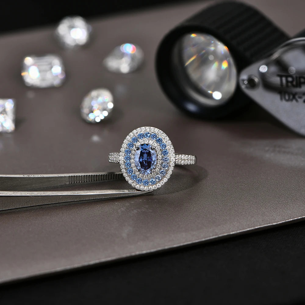 The Sapphire-Blue Moissanite Solitaire