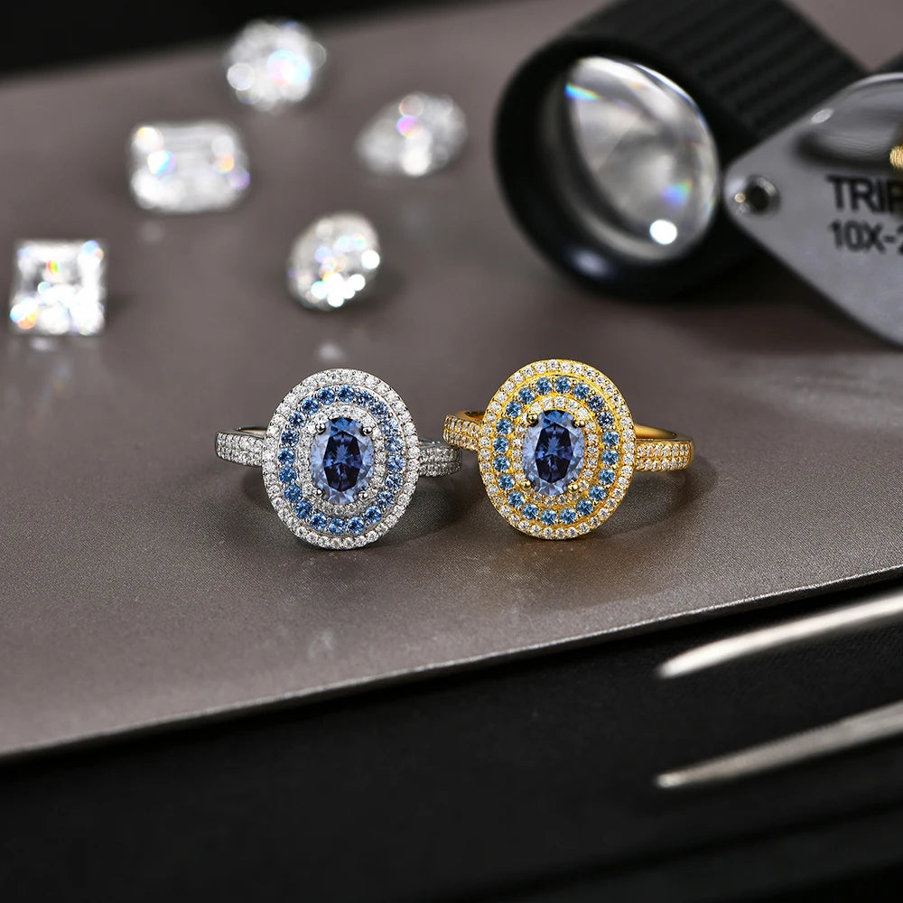 The Sapphire-Blue Moissanite Solitaire