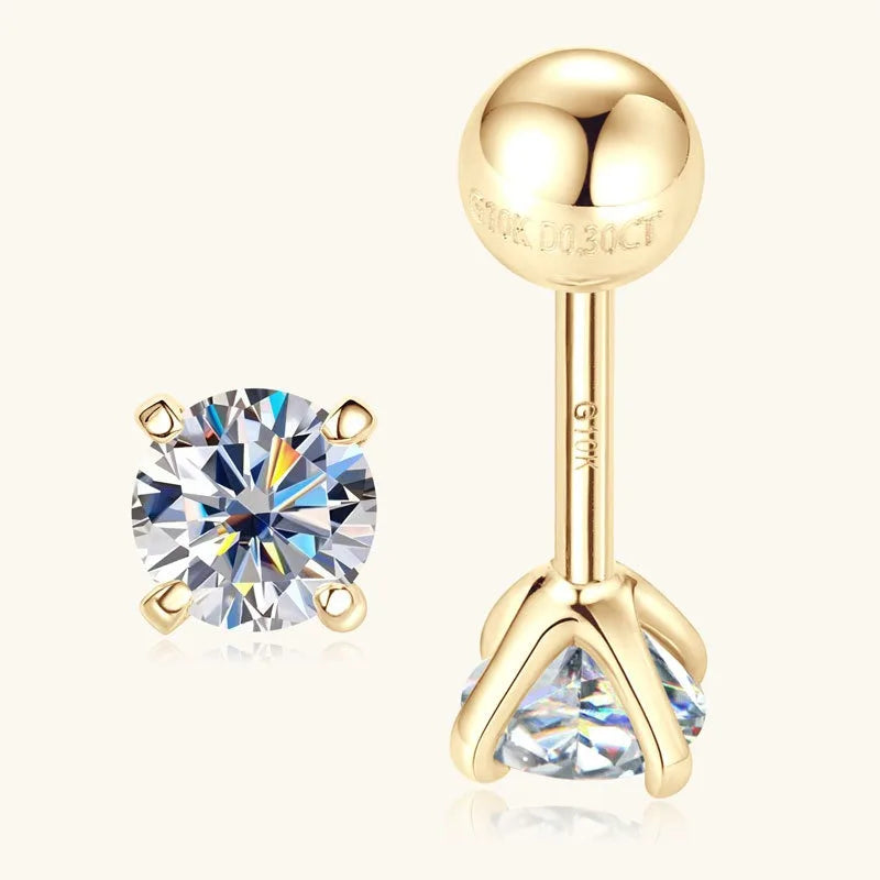The Essential Brilliance Studs | 10k Solid Yellow Gold & D-Color Moissanite