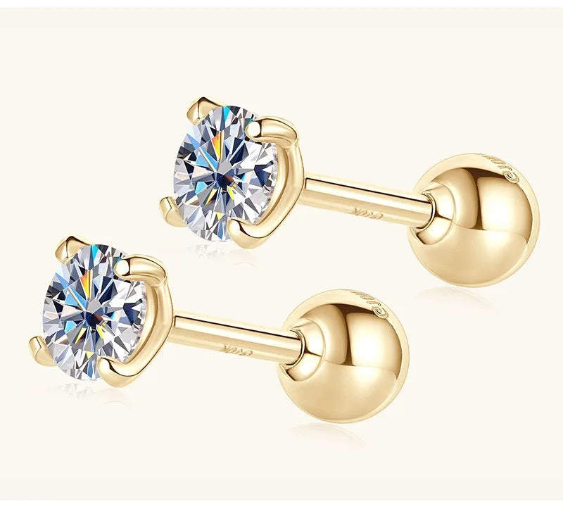 The Essential Brilliance Studs | 10k Solid Yellow Gold & D-Color Moissanite