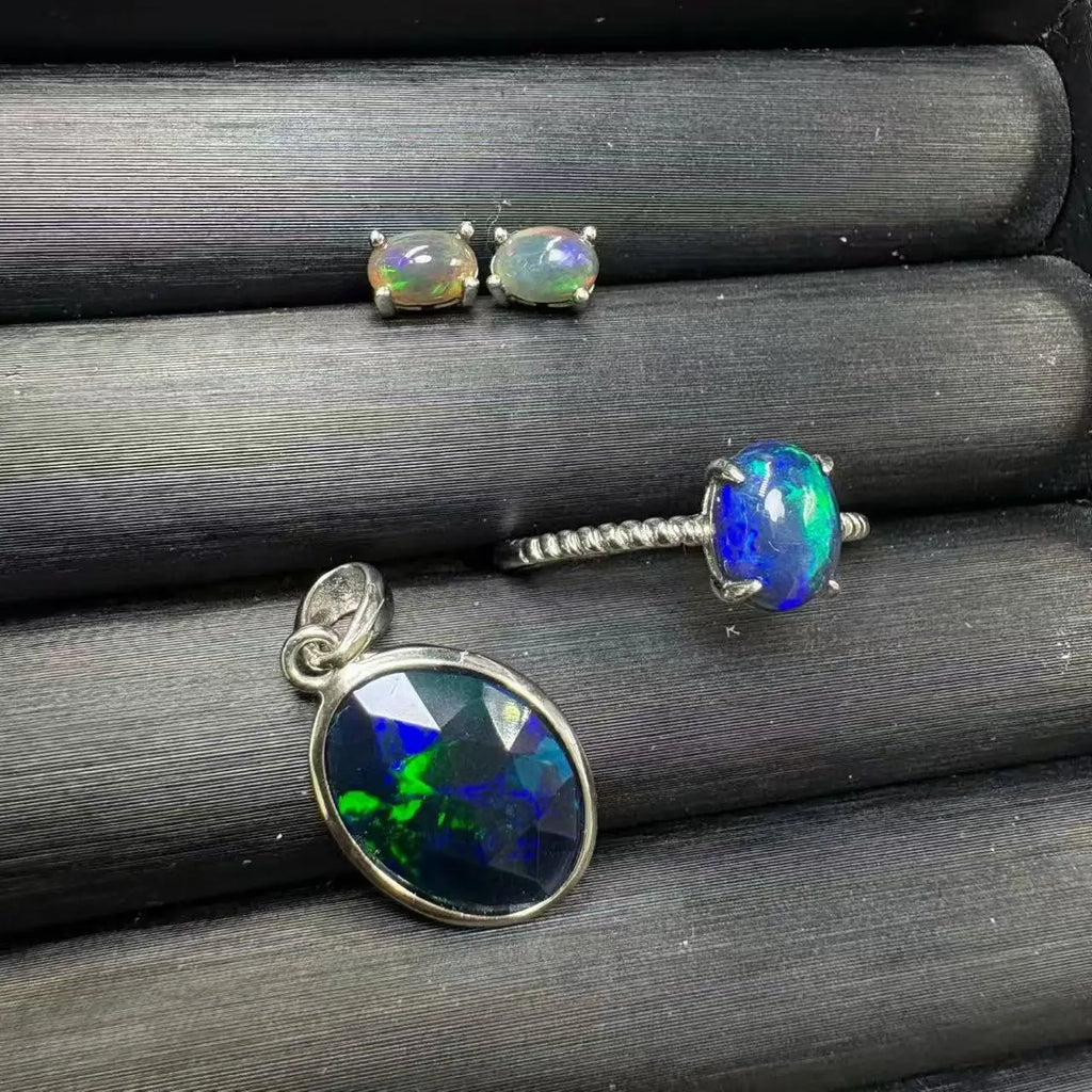 The Aurora Opal Jewelry Suite | Natural Rainbow Opal & S925 Silver