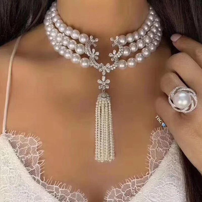 The Athena Triple-Strand Choker | High-Luster Pearls & S925 Silver