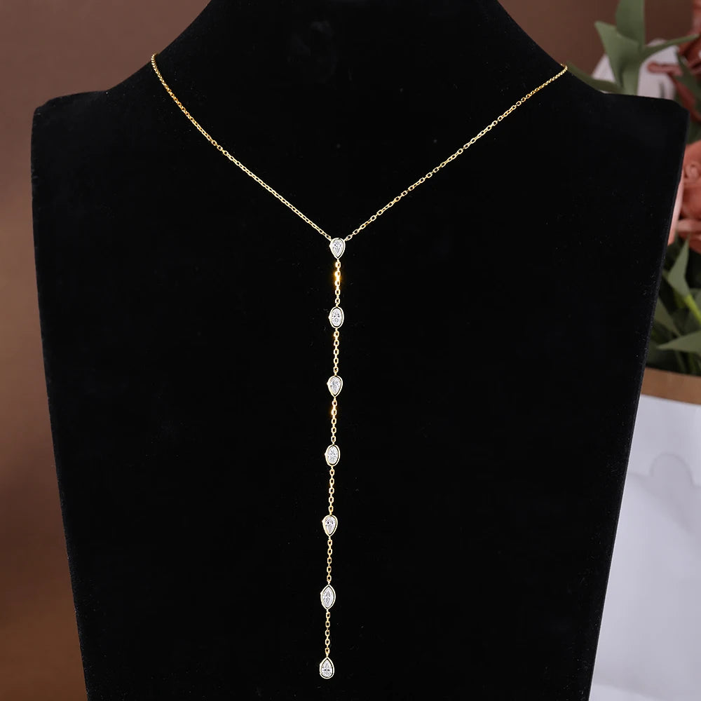 The Celestial Drop Moissanite Lariat | D-Color Moissanite & S925 Silver