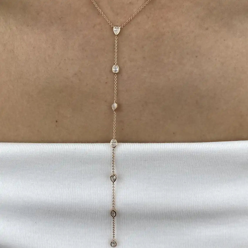 The Celestial Drop Moissanite Lariat | D-Color Moissanite & S925 Silver