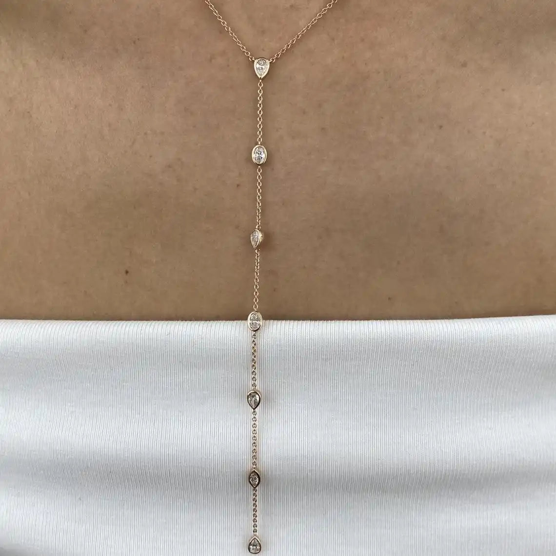 The Celestial Drop Moissanite Lariat | D-Color Moissanite & S925 Silver