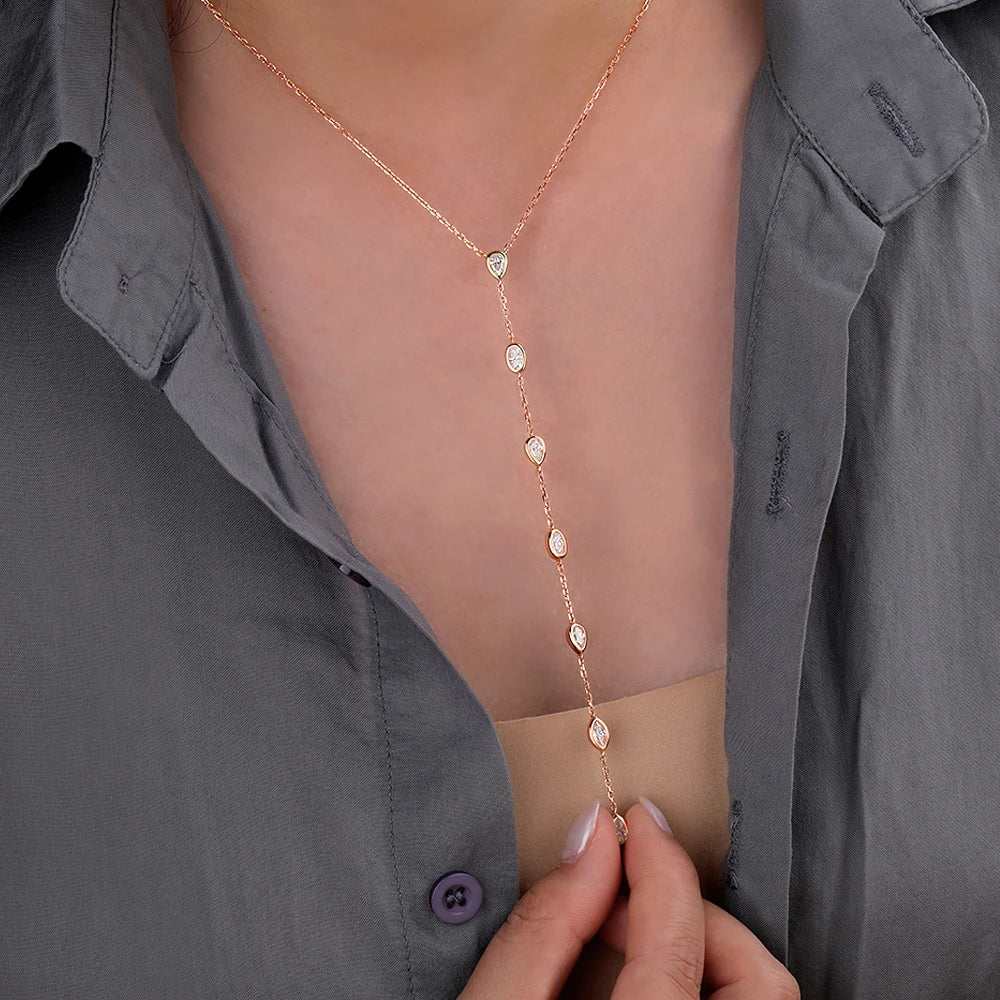The Celestial Drop Moissanite Lariat | D-Color Moissanite & S925 Silver