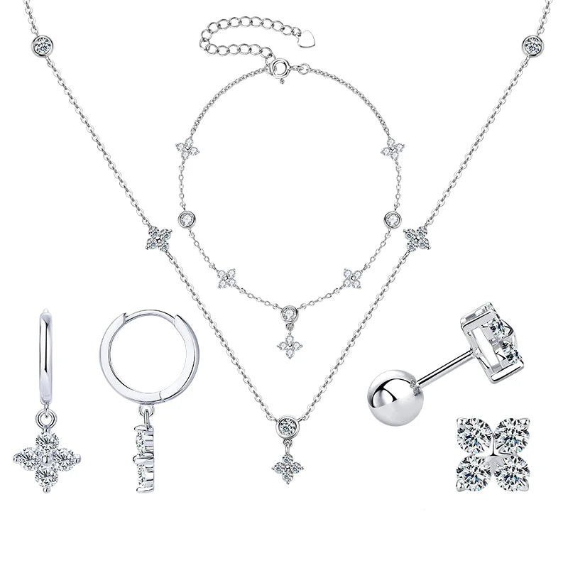 The Clover Brilliance Suite | D-Color Moissanite & S925 Silver