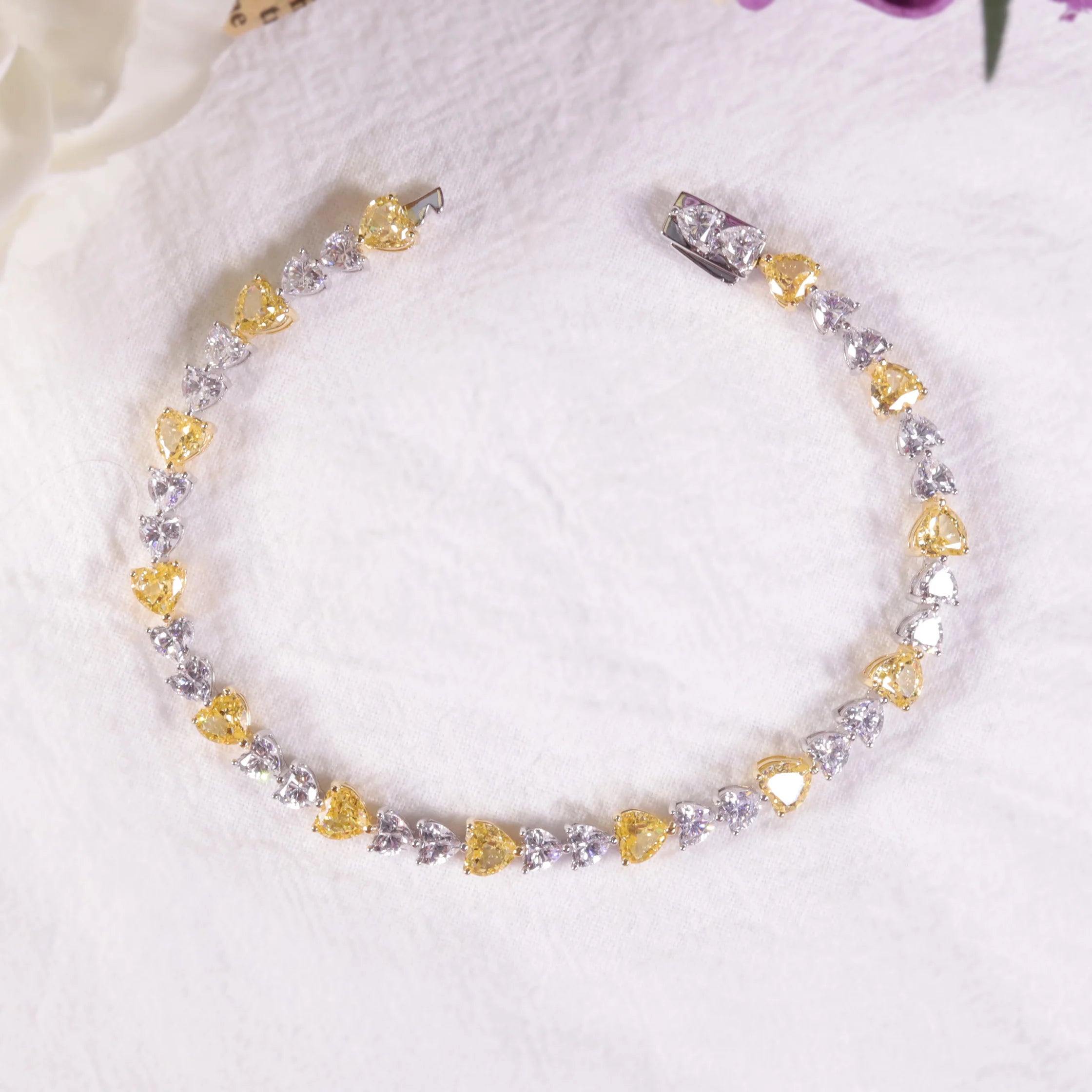 The Canary Heart Eternal Bracelet | Icy White & Yellow Diamond-Fire CZ
