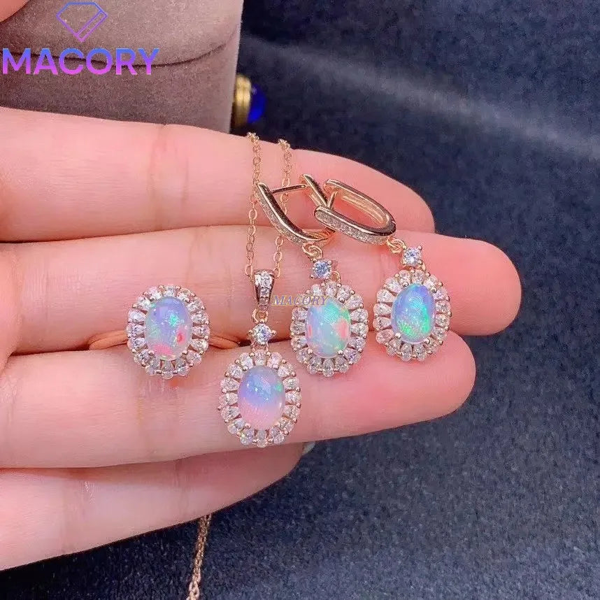 The Australian Fire Opal Heritage Suite | Natural Australian Opal & S925 Silver