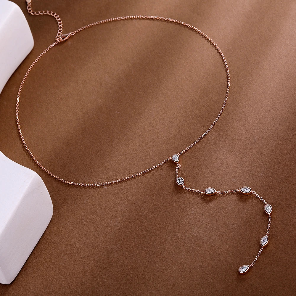 The Celestial Drop Moissanite Lariat | D-Color Moissanite & S925 Silver