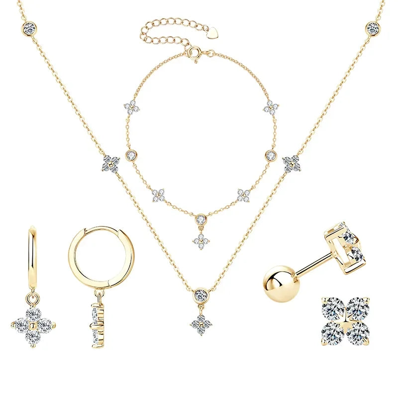 The Clover Brilliance Suite | D-Color Moissanite & S925 Silver