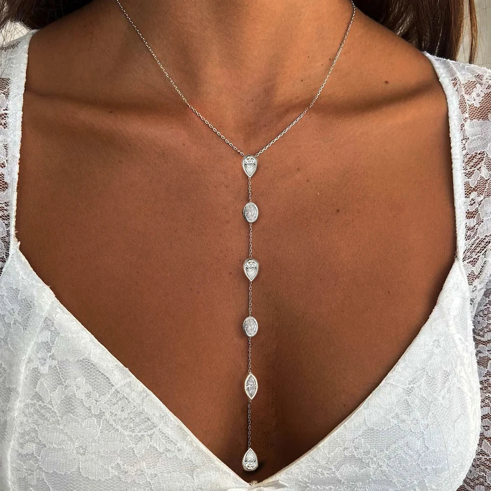 The Celestial Drop Moissanite Lariat | D-Color Moissanite & S925 Silver