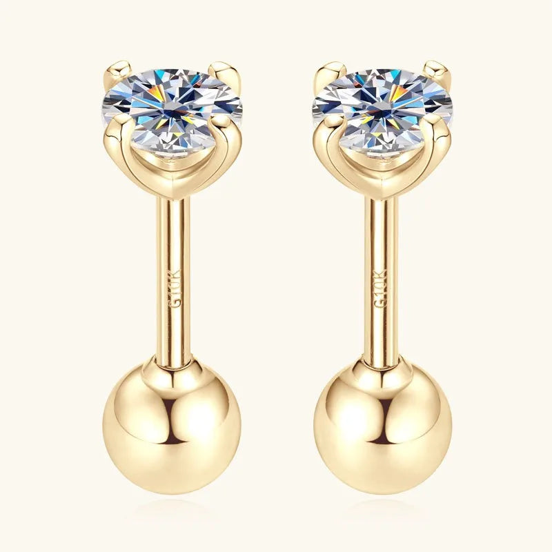 The Essential Brilliance Studs | 10k Solid Yellow Gold & D-Color Moissanite