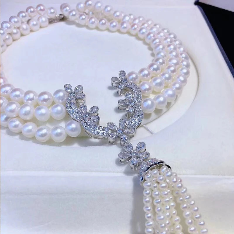 The Athena Triple-Strand Choker | High-Luster Pearls & S925 Silver