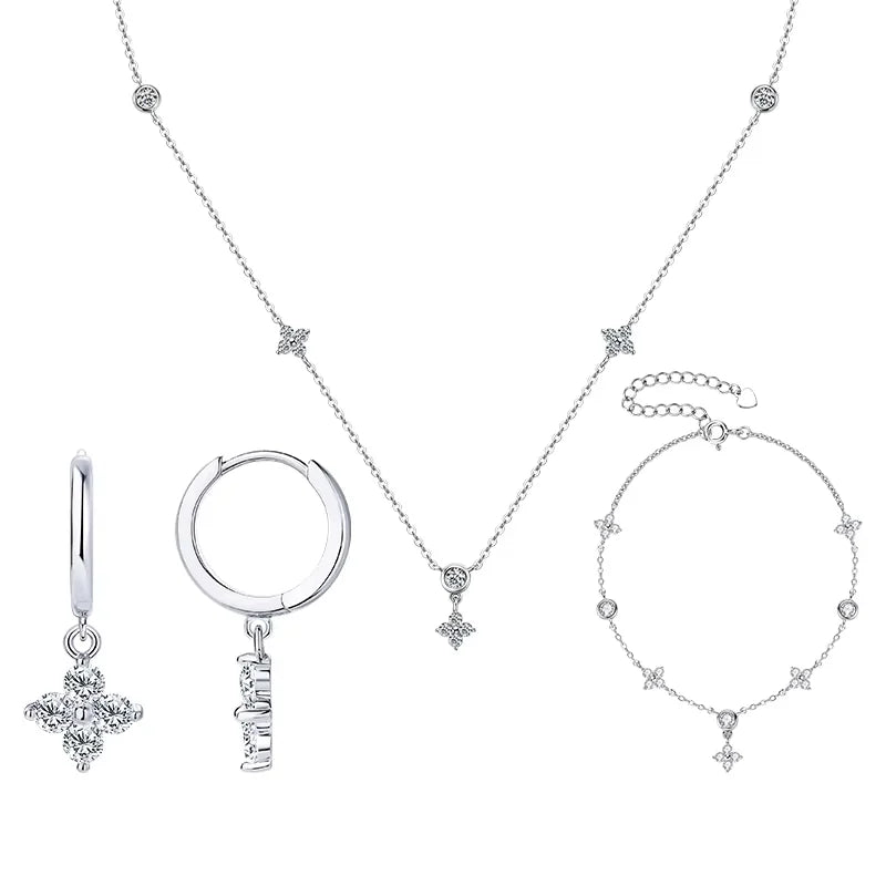 The Clover Brilliance Suite | D-Color Moissanite & S925 Silver
