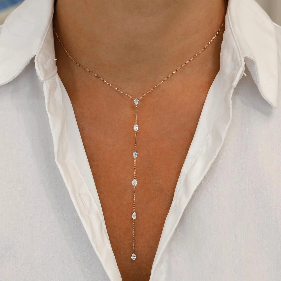 The Celestial Drop Moissanite Lariat | D-Color Moissanite & S925 Silver