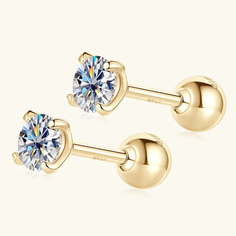 The Essential Brilliance Studs | 10k Solid Yellow Gold & D-Color Moissanite