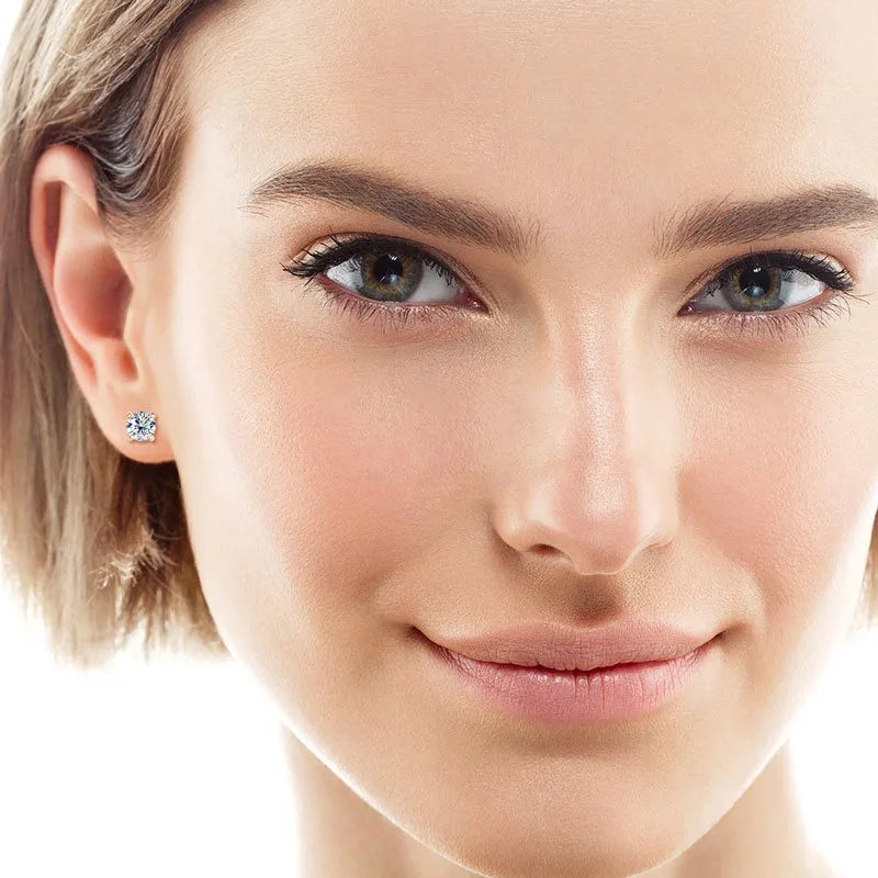 The Essential Brilliance Studs | 10k Solid Yellow Gold & D-Color Moissanite