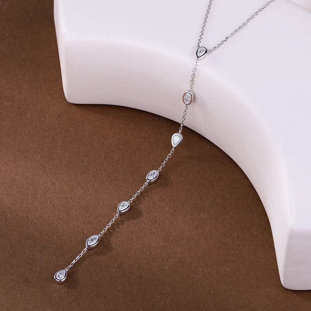 The Celestial Drop Moissanite Lariat | D-Color Moissanite & S925 Silver