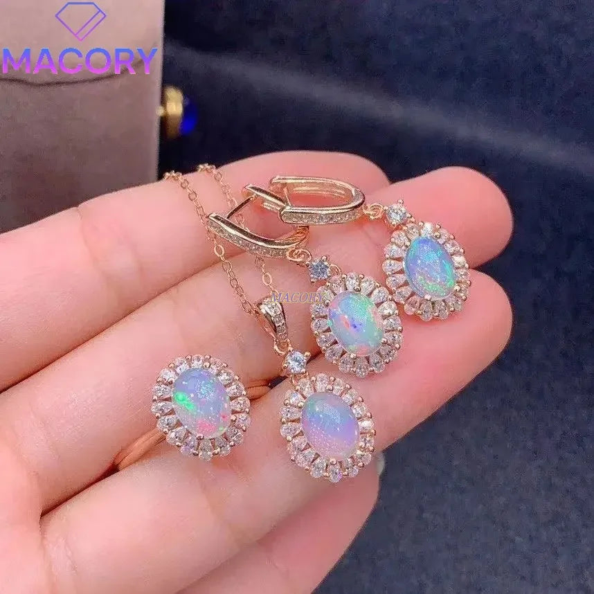 The Australian Fire Opal Heritage Suite | Natural Australian Opal & S925 Silver