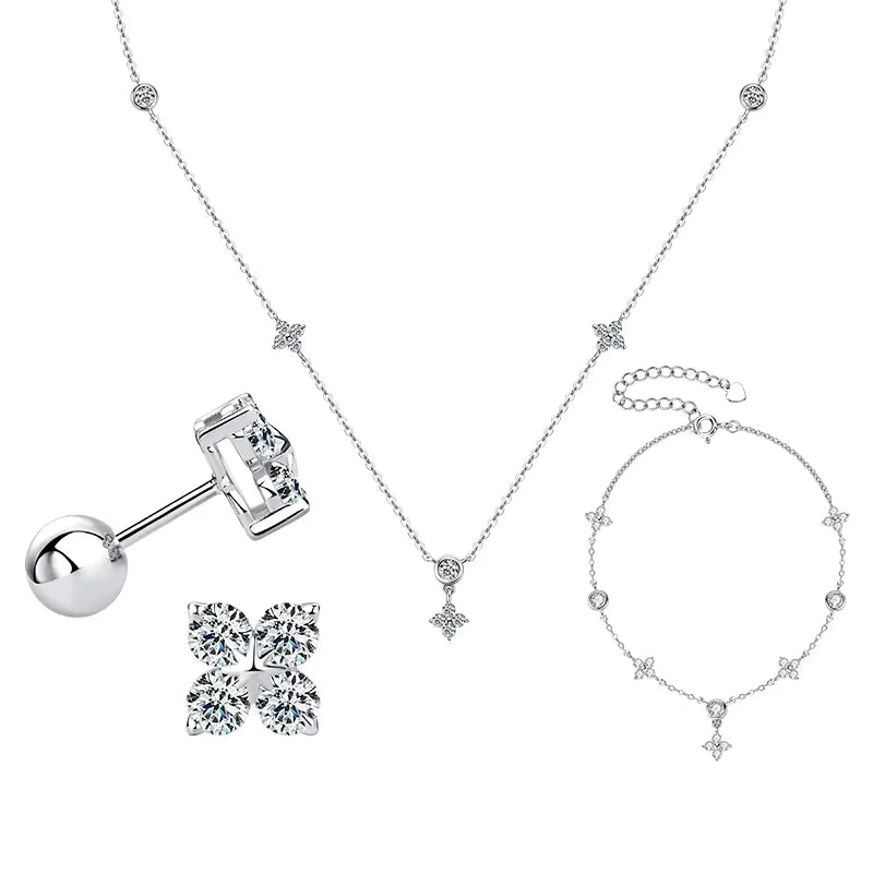 The Clover Brilliance Suite | D-Color Moissanite & S925 Silver