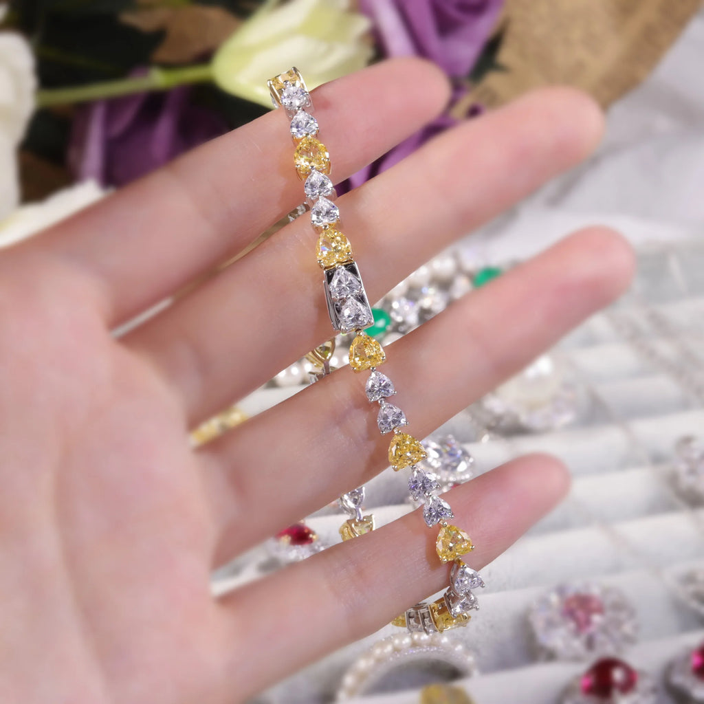 The Canary Heart Eternal Bracelet | Icy White & Yellow Diamond-Fire CZ